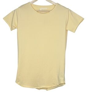 Alphalete Women's Small Yellow Short Sleeve Cotton Blend Round Neck Tunic Tee